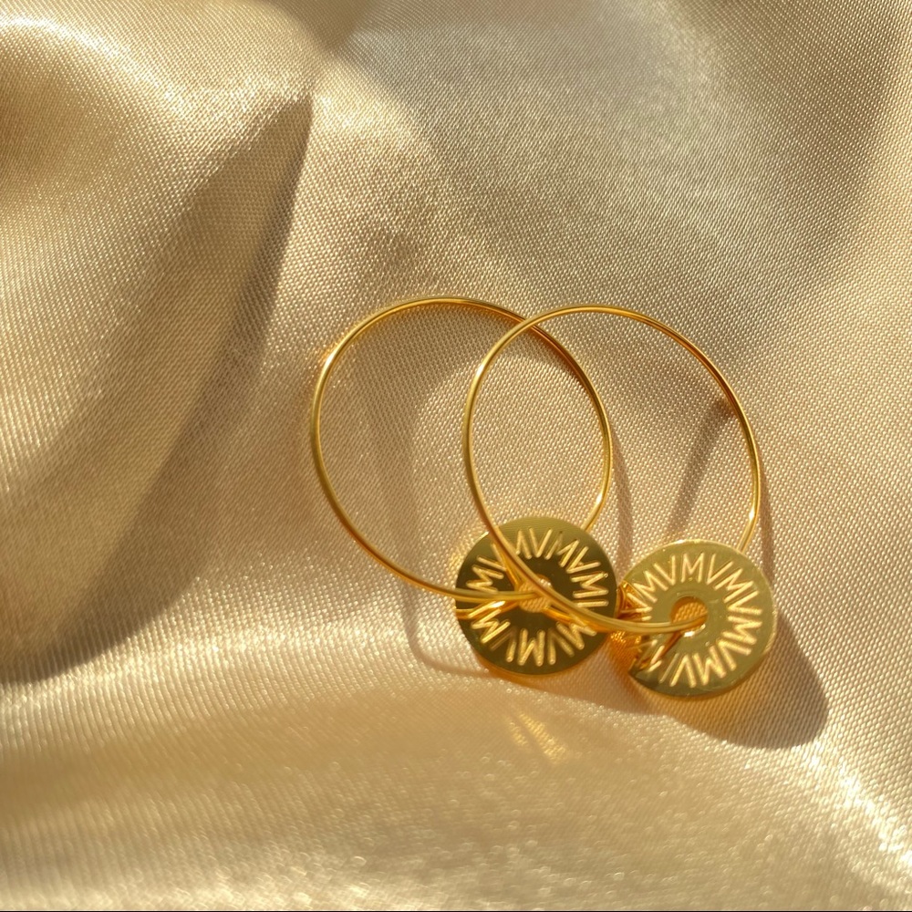18K Goldplated Charm Hoops Earrings - Picture 5 of 13
